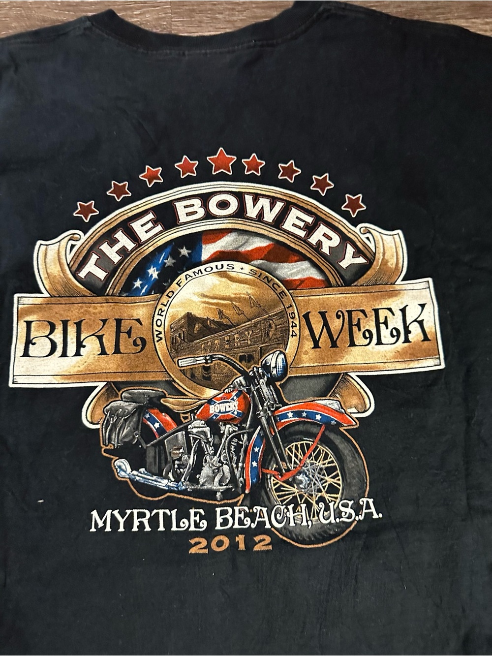 The Bowery Bike Week Myrtle Beach 2012 Vintage Graphic Tee - Black Sz XL